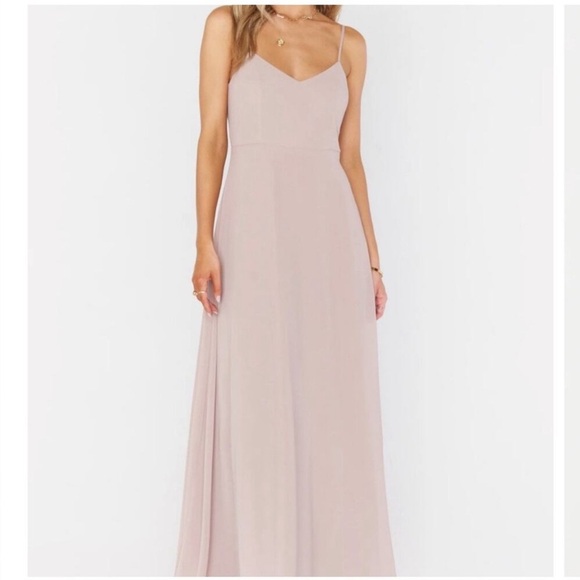 Show Me Your MuMu Soft Beige Faith ChiffonMaxi Spaghetti Strap Dress Size L - Picture 3 of 11